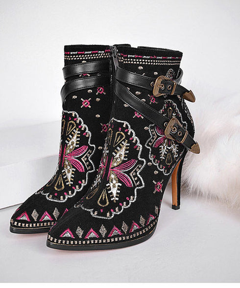 Embroidery Ankle Boots